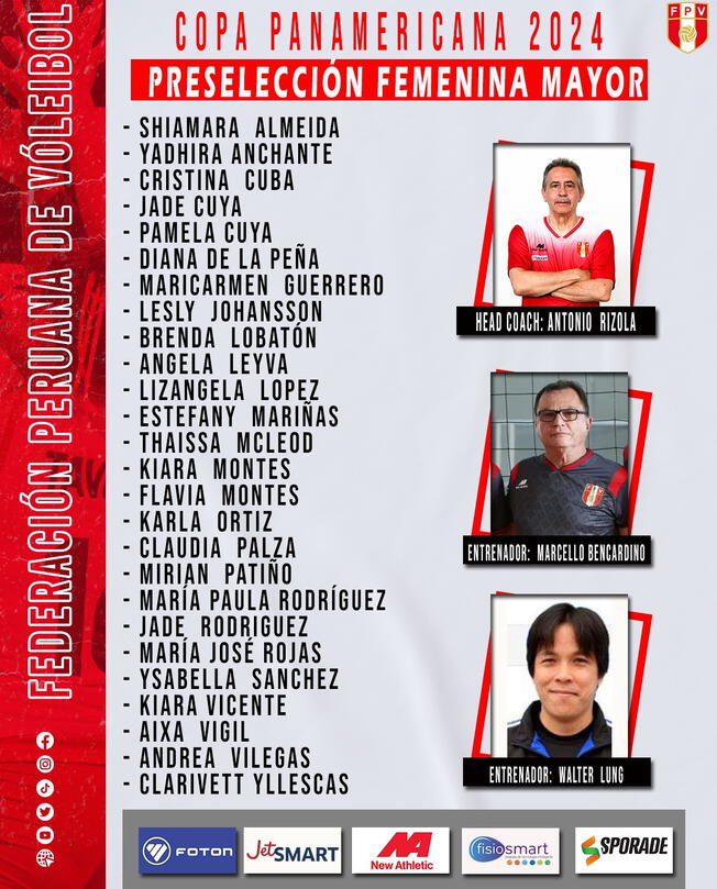 Preselección de Perú para la Copa Panamericana de Vóley.   