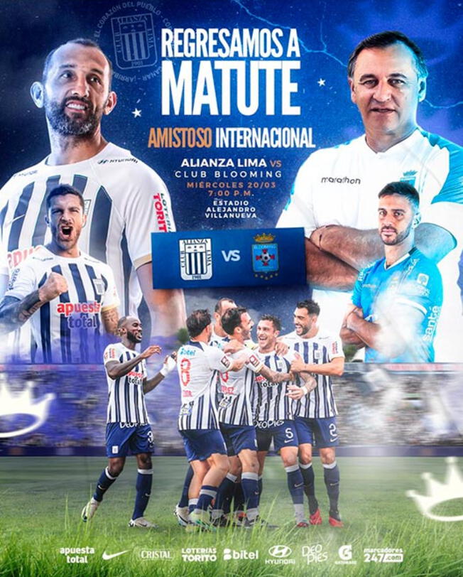 Alianza Lima enfrentará a Blooming de Carlos Bustos.   