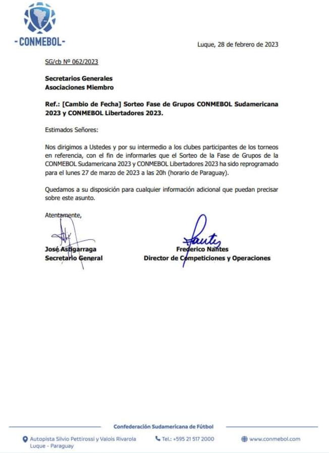 Sorteo Copa Libertadores