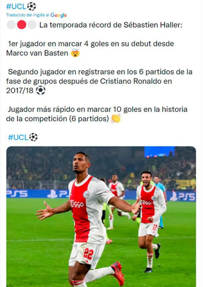 Sébastien Haller hace historia en la UEFA Champions League.   