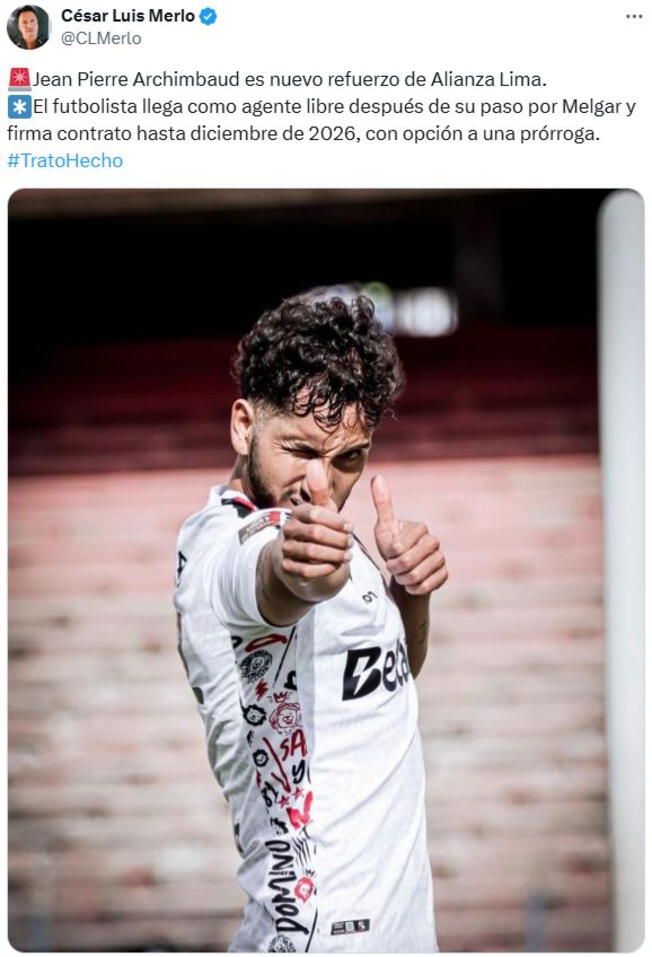 César Luis Merlo confirma el acuerdo de Alianza Lima con Jean Pierre Archimbaud.   