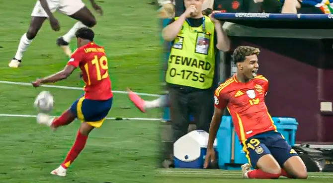 Lamine Yamal anotó el 1-1 de España ante Francia. Lamine Yamal anotó el 1-1 de España ante Francia.