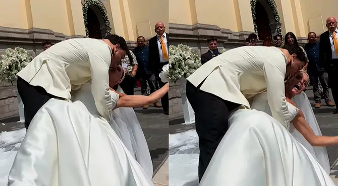 La empresaria protagoniza un inesperado momento tras salir de la iglesia con su ahora esposo Said Palao. La empresaria protagoniza un inesperado momento tras salir de la iglesia con su ahora esposo Said Palao.