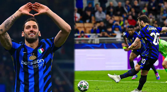 Hakan Çalhanoğlu marcó de penal el segundo tanto de Inter ante Barcelona por Champions League. Hakan Çalhanoğlu marcó de penal el segundo tanto de Inter ante Barcelona por Champions League.