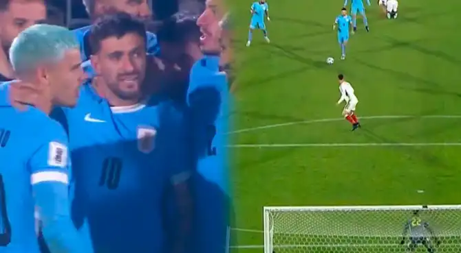 Giorgian De Arrascaeta marca el 2-0 de Uruguay contra Venezuela.