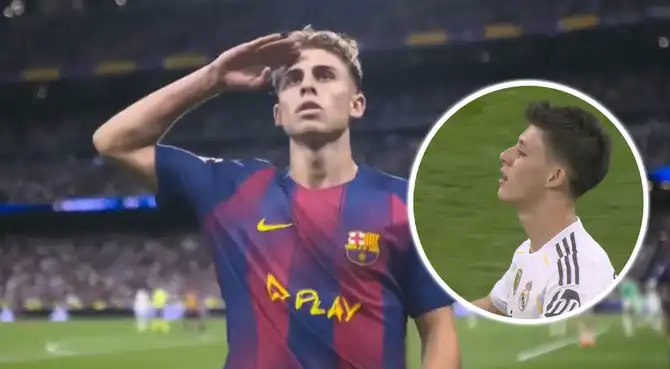 Fermín López anota el empate de Barcelona ante Real Madrid.