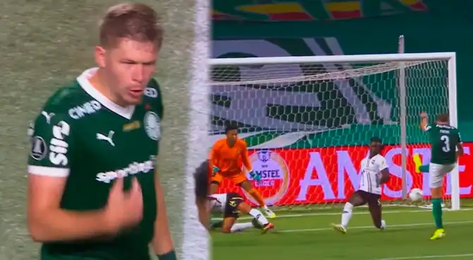 Bruno Fuchs marcó el segundo gol de Palmeiras ante Liga de Quito y se pone más cerca de empatar en el global.