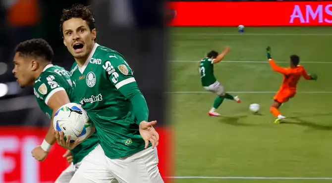 Raphael Veiga le da fe a Palmeiras con el tercer gol ante Liga de Quito por Copa Libertadores.