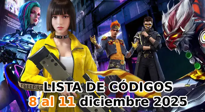 Conoce la lista de Códigos de Free Fire que Garena ha liberado para el lunes 8 al jueves 11 de diciembre del 2025. Conoce la lista de Códigos de Free Fire que Garena ha liberado para el lunes 8 al jueves 11 de diciembre del 2025.