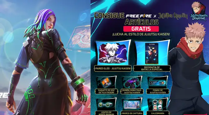Conoce las recompensas que Garena entregará por el evento Free Fire x Jujutsu Kaisen.