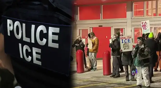 Manifestantes en Filadelfia piden que Target cese su colaboración con ICE.