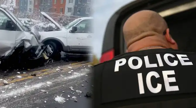 Una persecución de ICE en Newark terminó en un accidente múltiple.