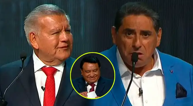 Carlos Álvarez imita a César Acuña en el debate presidencial y genera risas en pleno encuentro de candidatos.