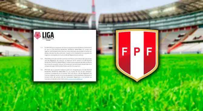 FPF retiró la licencia a campeón peruano y no podrá participar en la Liga