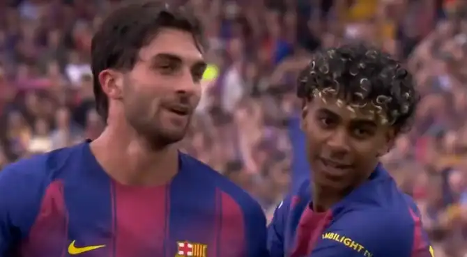 Lamine Yamal brindó asistencia para gol de Ferrán Torres.