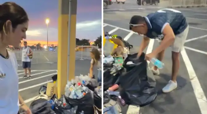 Hinchas tuvieron que buscar sus pertenencias en las basura. Foto: composición Líbero