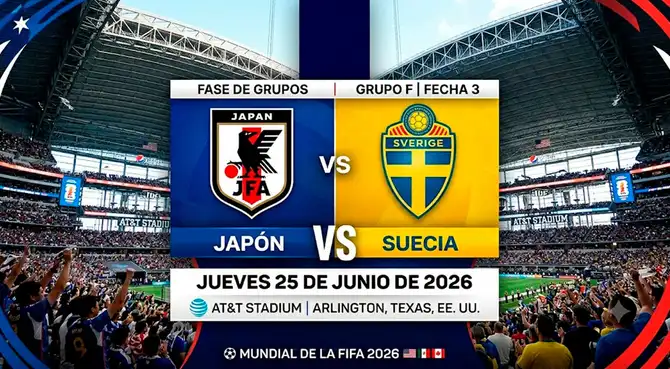 Japón y Suecia juegan este jueves por la fecha 3 del grupo F del Mundial 2026.