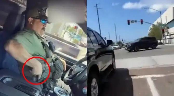 Un agente de ICE sacó su arma de fuego para, aparentemente, intimidar a un activista comunitario. Un agente de ICE sacó su arma de fuego para, aparentemente, intimidar a un activista comunitario.