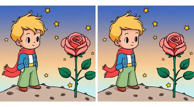 Las imágenes del niño y la rosa parecen iguales, pero si miras bien, verás hasta 3 diferencias.