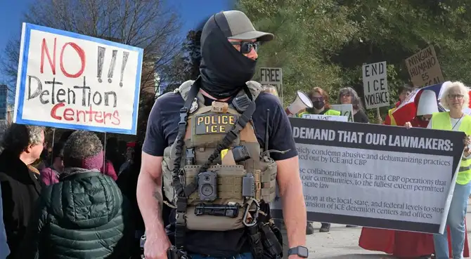 Vecinos de Hertford protestan contra la reapertura de un centro de detención del ICE. Vecinos de Hertford protestan contra la reapertura de un centro de detención del ICE.