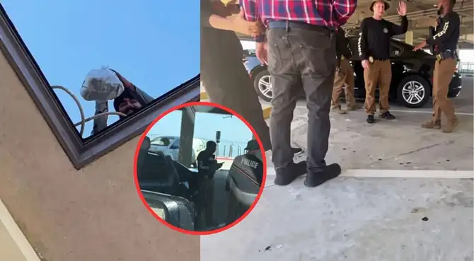 Agentes migratorios confrontan a techadores en Pensacola Beach durante la recuperación tras el huracán Isaías. Agentes migratorios confrontan a techadores en Pensacola Beach durante la recuperación tras el huracán Isaías.