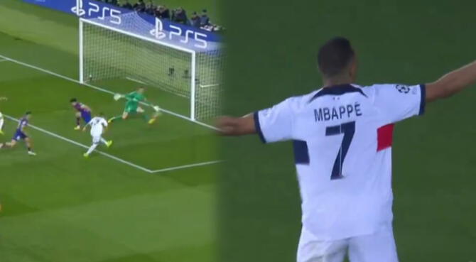 Kylian Mbappé sella su doblete en el Barcelona vs PSG.
