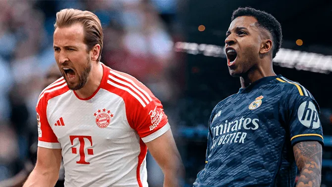 Harry Kane y Rodrygo apuntan a ser titulares en este partidazo. Foto: Composición Líbero/Bayern Múnich/Real Madrid