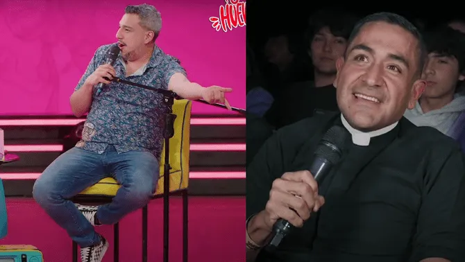 El polémico comediante tuvo terrible reacción con un sacerdote que acudió al teatro Canout.