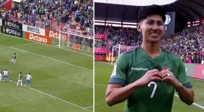 Miguel Terceros y el golazo para firmar el 2-1 de Bolivia ante Paraguay