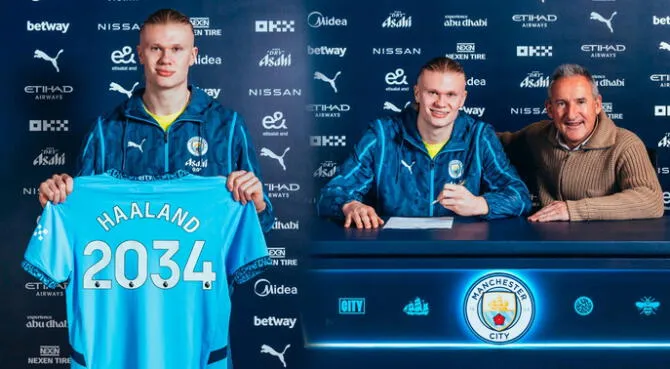 Erling Haaland renovó con Manchester City hasta 2034.