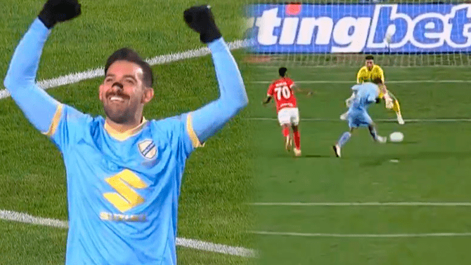 Martín Cauteruccio anotó el primer tanto de Bolívar ante Cienciano por Copa Sudamericana.