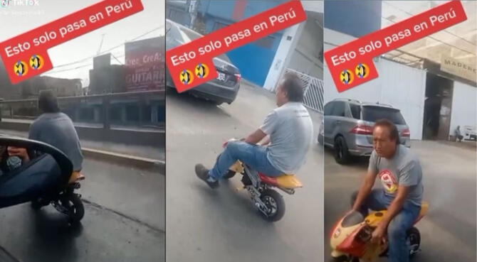 TikTok: Hombre es captado usando una pequeña moto en plena avenida - VIDEO